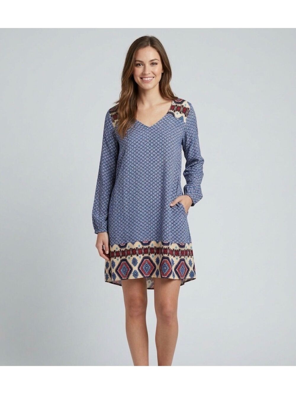 EUC Umgee Women’s Small Boho Southwestern Aztec Print Midi Fall Dress